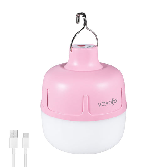 VAVOFO 20W LED Camping Lantern Rechargeable, 1200LM Camping Light, 3000mAh Portable Tent Light , IP65 Waterproof Flashlight Lanterns for Emergencies ,Power Outages,Hiking (Pink)