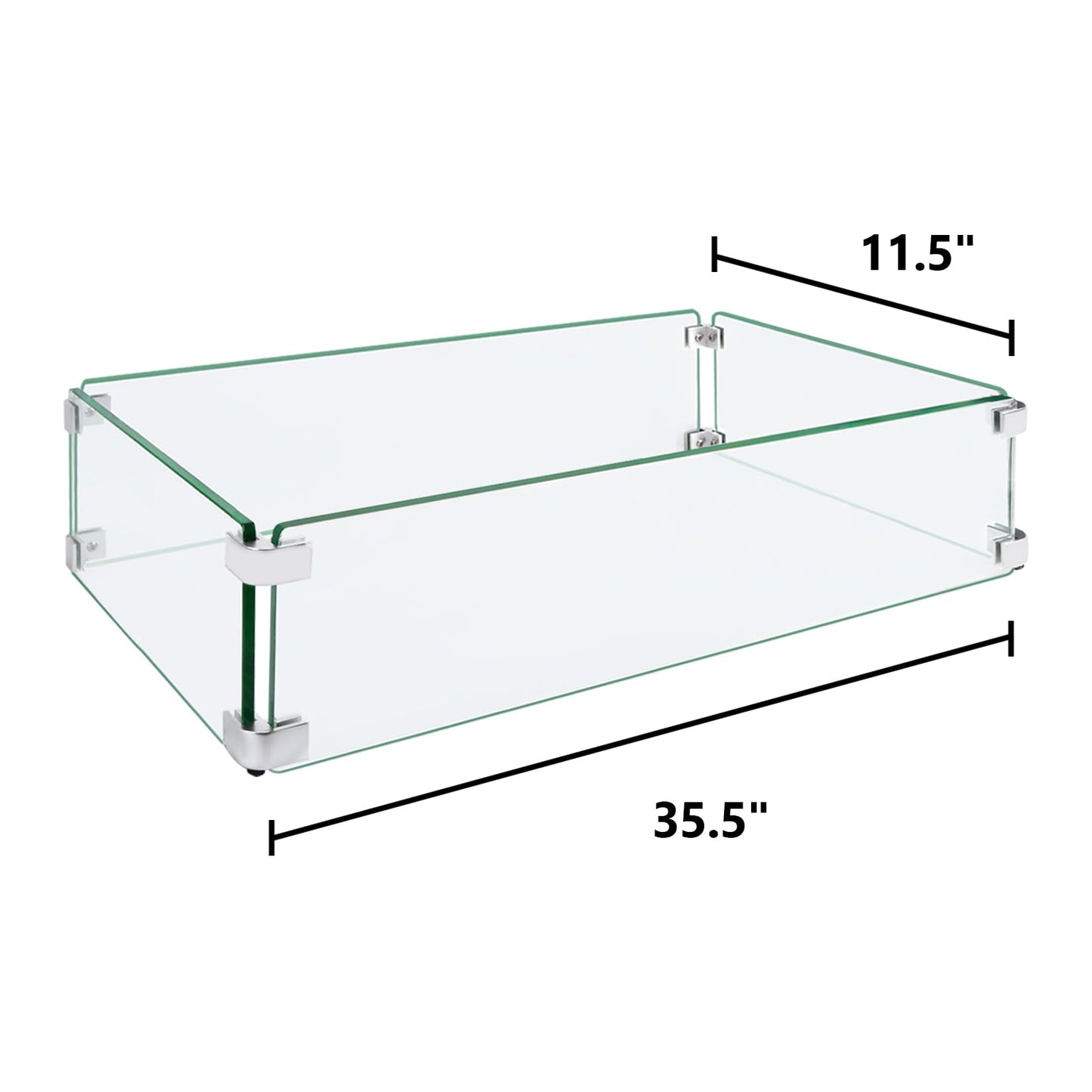vchin Fire Pit Wind Guard, 35.5"x11.5"x6" Square Fire Pit Glass Wind Guard Made of Clear Tempered Glass, Set with Assembly Instructions, Free Screwdriver, Easy to Install