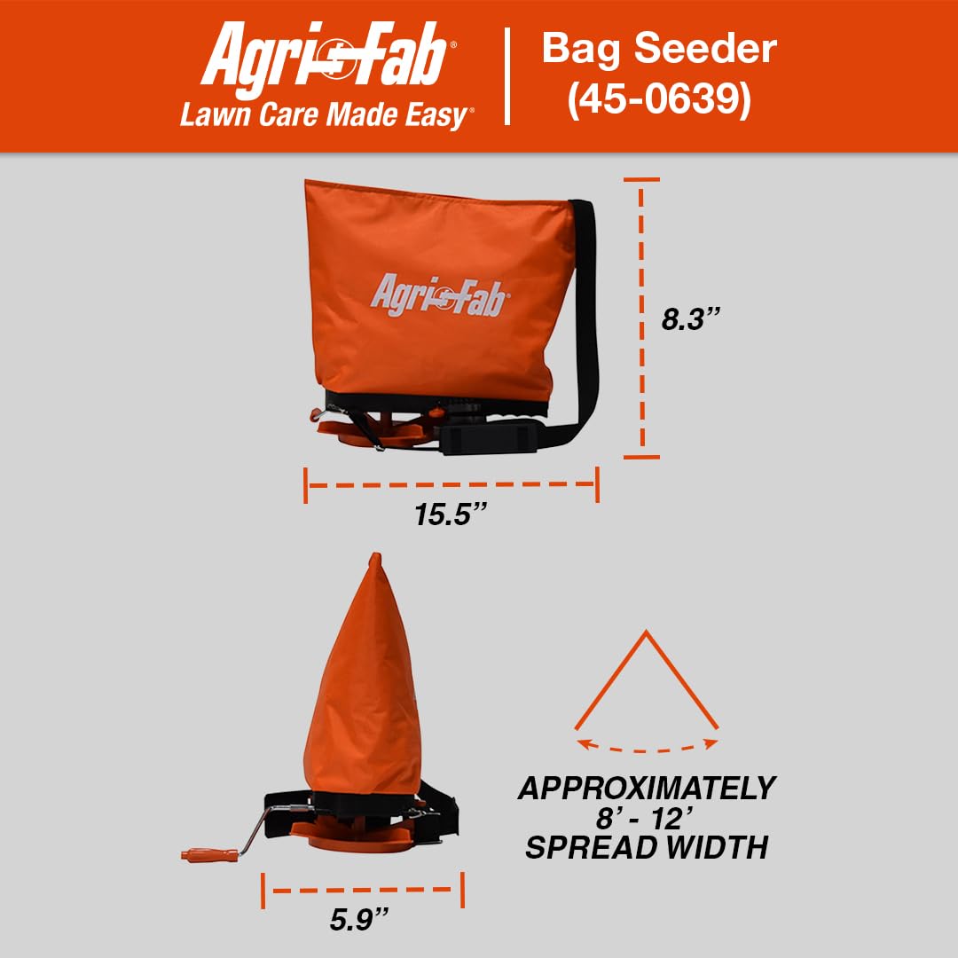 Agri-Fab 45-0639 25 lb. Handheld Bag Seeder Spreader with Waterproof Bag, Enclosed Gears, Adjustable Shoulder Strap, Rear Baffle, Orange