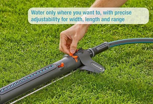 GARDENA 20570 | Up to 3800 sq ft - AquaZoom Adjustable Oscillating Yard Sprinkler, for Watering Large Area Lawn and Garden. Aquazoom Outdoor oscillating Sprinkler has Wide Heavy Duty Base.