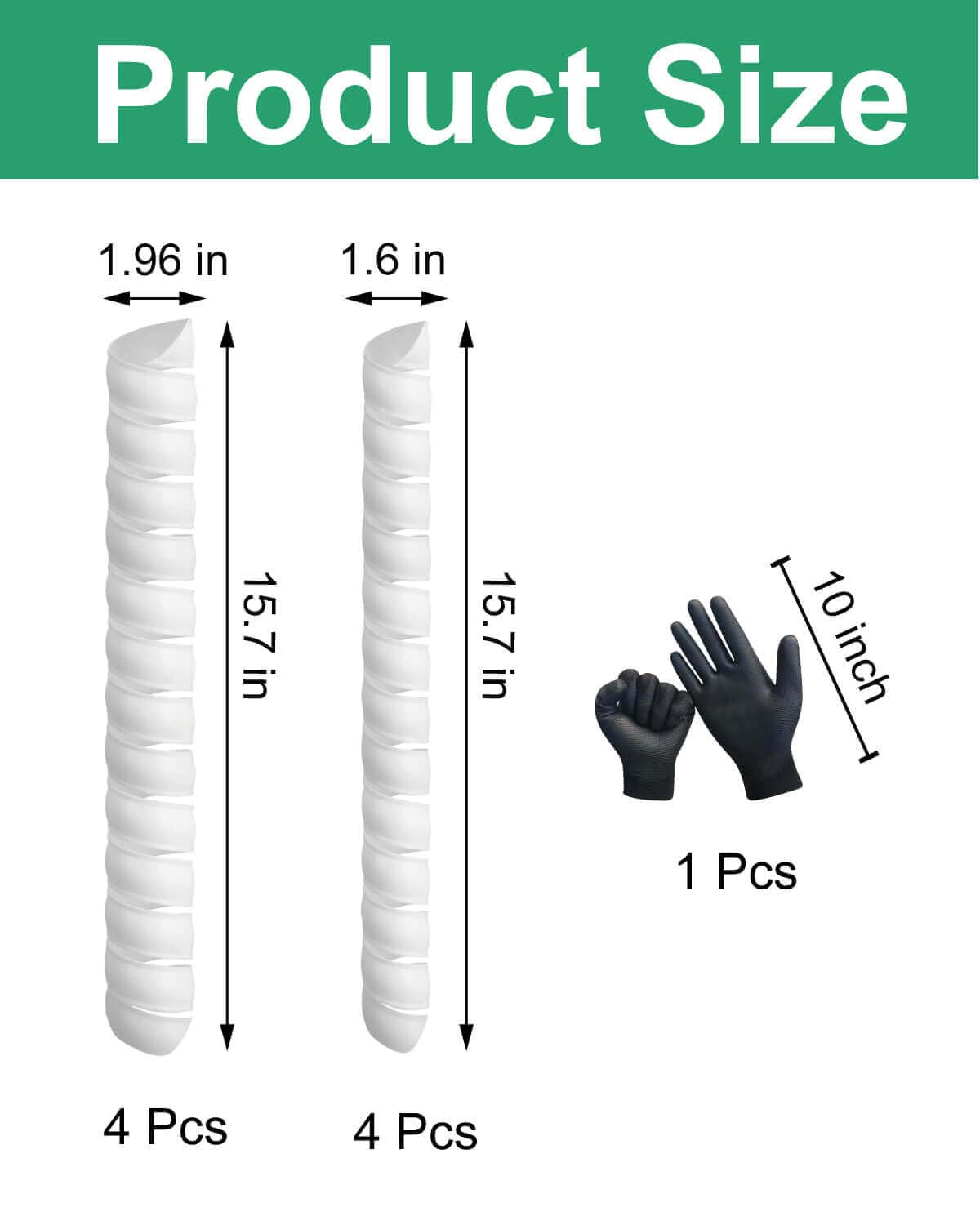 8 Pcs Tree Trunk Protector - Two Sizes Spiral Tree Guard with Free Cut-Resistant Gloves, Plastic Tree Bark Protector for Saplings/Fruit Trees, Anti-Deer/Squirrel/Animal Tree Protection for Garden Yard