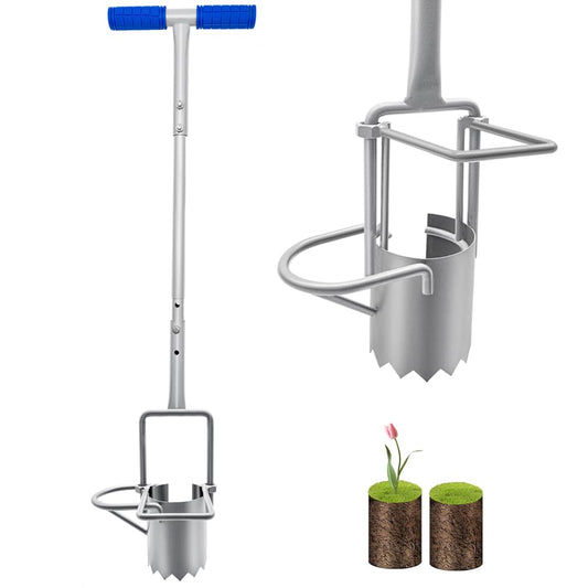 Updated Bulb Planter Long Handle for Digging, 5-in-1 Lawn and Garden Tool,sod Plugger Tool,Weeding,Soil Sampler, Transplanting,Sod Plugger Bulb Transplanting （Height Adjustable ）