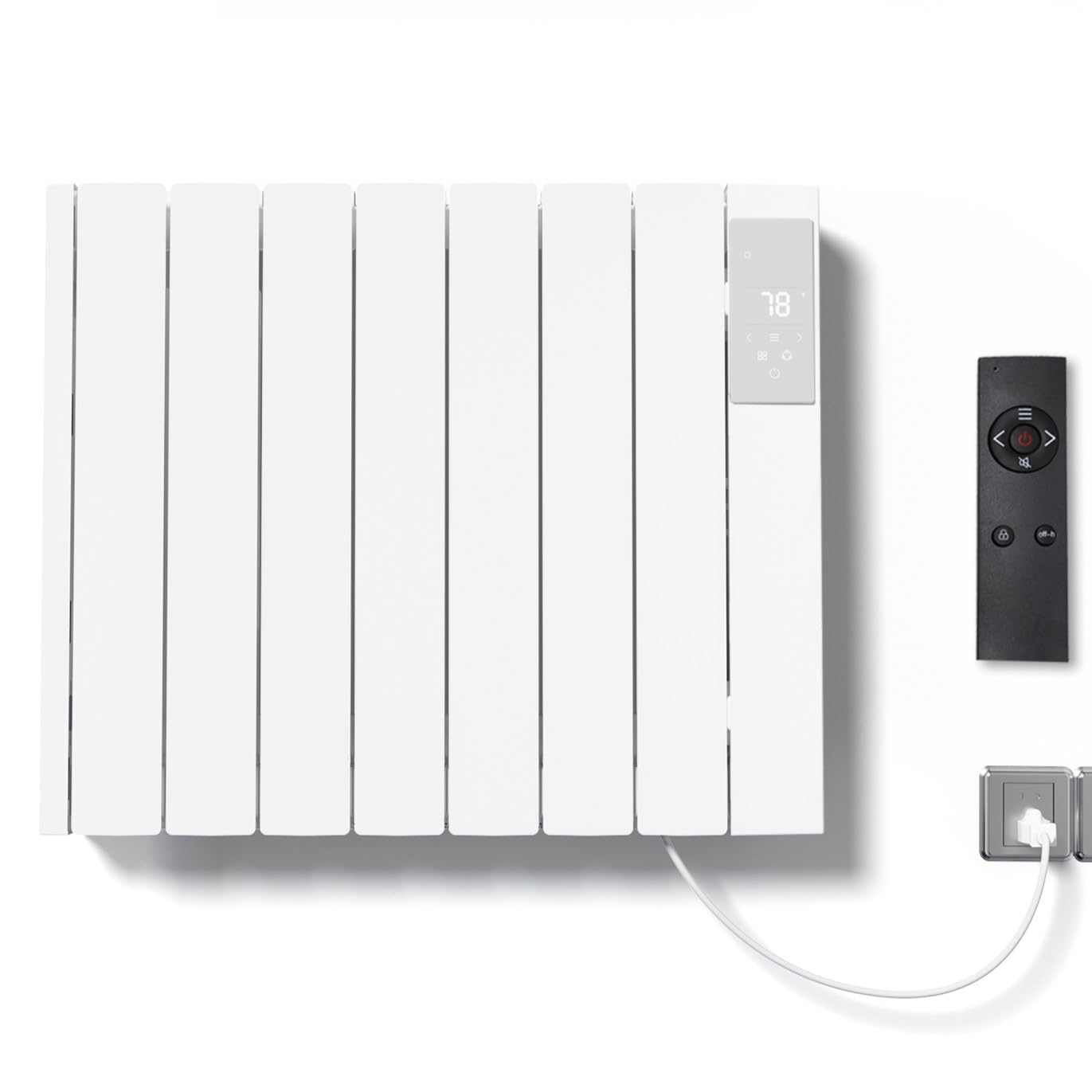 1500W Electric Heater Wall Mounted & Freestanding, White Aluminum Convection Panel Heater for Indoor Use w/Remote Control, 24H Timer, Touch Screen, Quiet Heating & Overheat Protection for Bedroom
