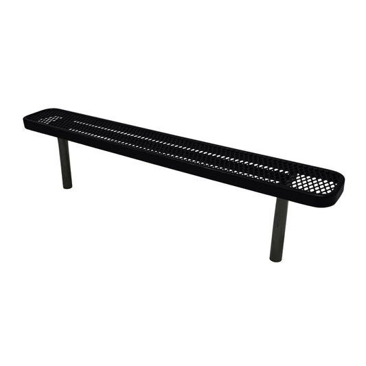 COATEDOUTDOORFURNITURE Coated Outdoor Furniture Heavy-Duty Outdoor Bench Thermoplastic Coated, Expanded Metal, Commercial-Grade Seating, Made in America (Inground Without Back, 6 Ft, Black)