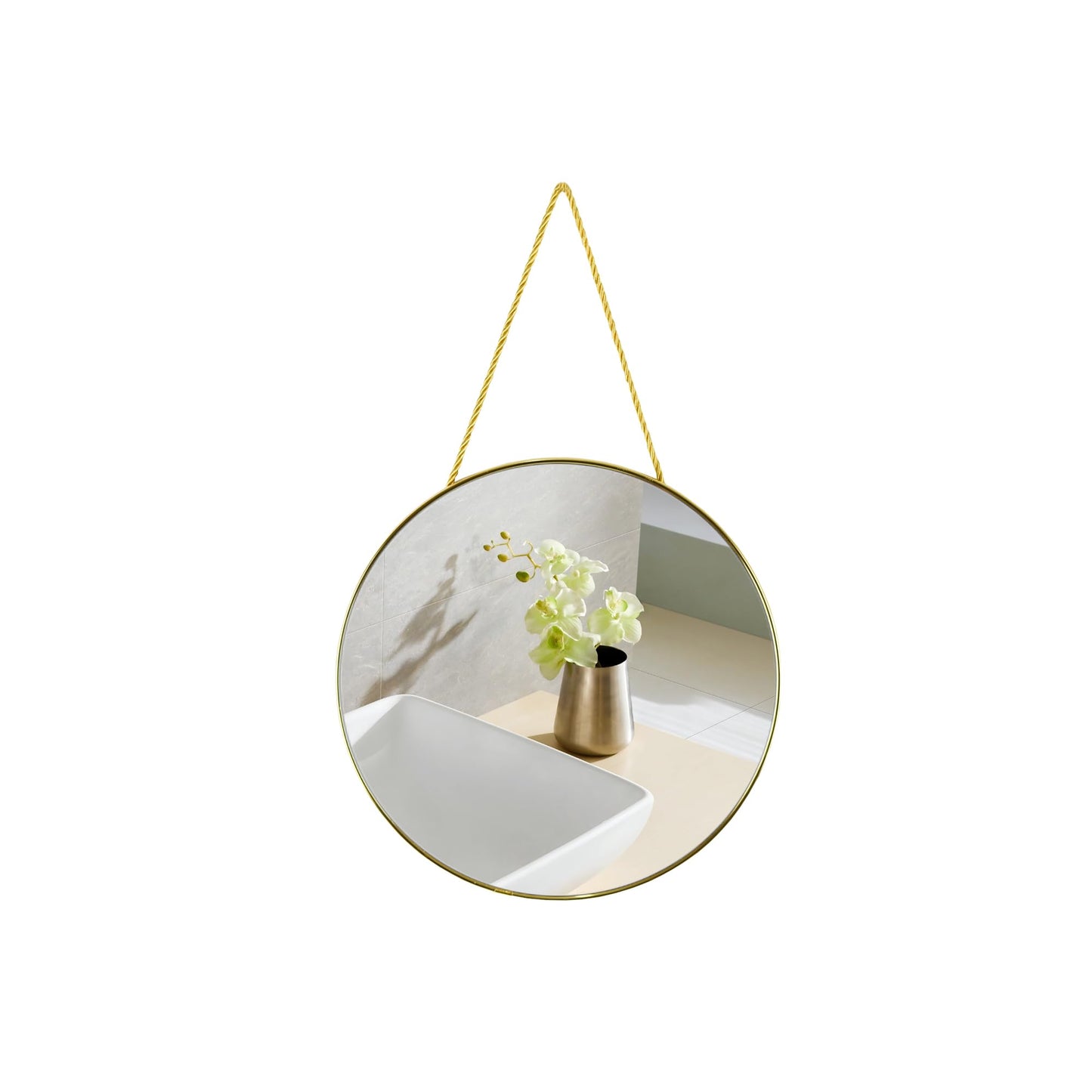 ZYGNHMO Round Wall Mirror Door Mirror PVC Plastic Frame (Gold, 11.8 inch)