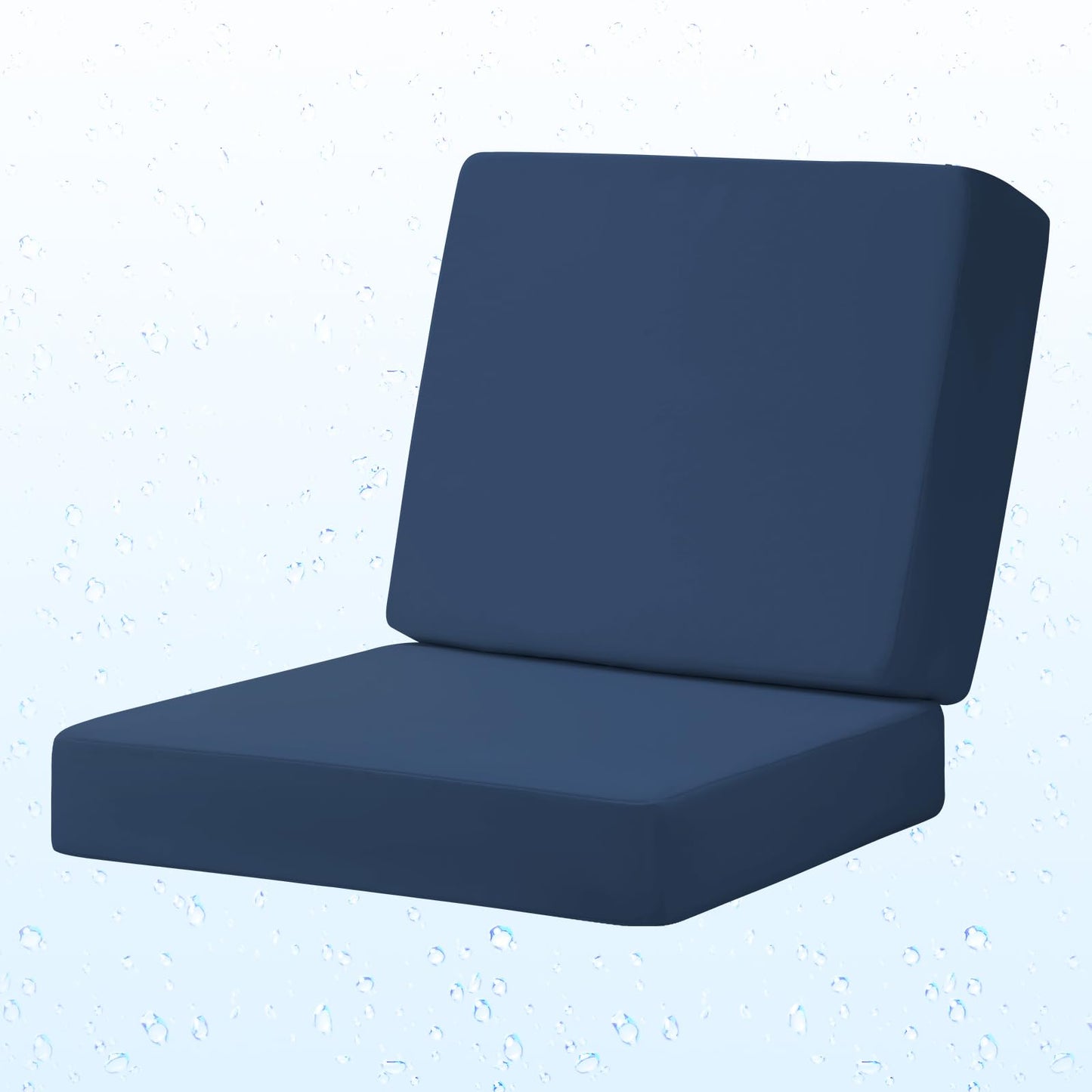 Iheqard Outdoor Deep Seat Cushion Set, 24 x 24 Inch Waterproof and Fade Resistant Patio Furniture Cushion Backrest with Ties for Patio Couch Sofa and Balcony (Blue, 24x24Inch)