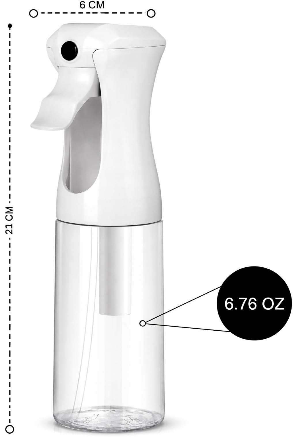 VIGOR PATH Continuous Spray Bottle – Fine Mist Mister Spray Bottle for Hair, Plants, Cleaning, Pets & Travel | Refillable Water Spray Bottles (200ml / 6.7oz) Clear