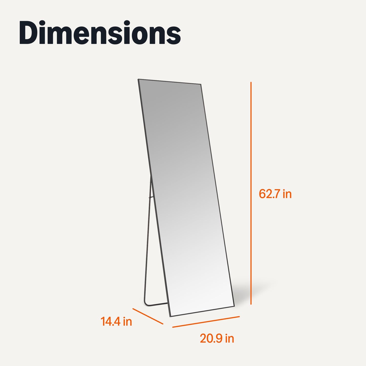 Amazon Basics Full Length Floor Mirror, 64" x 21" x 0.55", Black