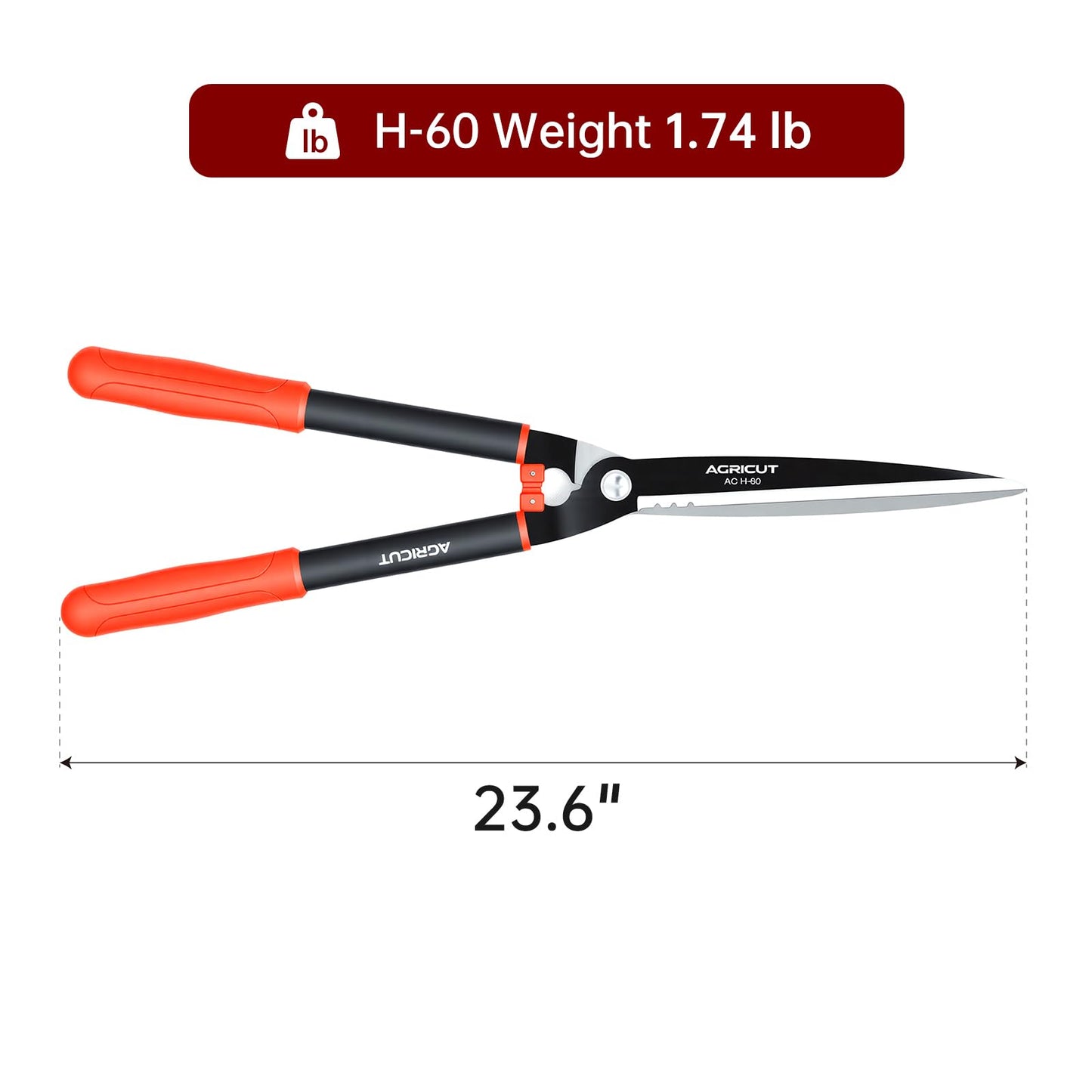 AGRICUT 23" Garden Hedge Shears - Hedge Clippers with High Carbon Steel Blade Branch Cutter Plant Trimmers for Yard Orchard Garden