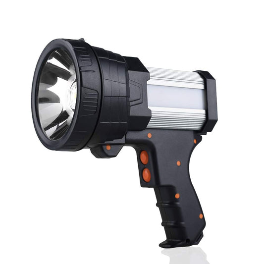 YIERBLUE Rechargeable Spotlight, Super Bright 2000000 High Lumen LED Handheld Spotlight Long Lasting Large Flashlight Searchlight and Flood Camping Flashlight with Foldable Tripod