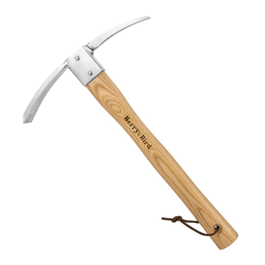 Berry&Bird Gardening Pick Axes, Stainless Steel Pickaxe Mattock Hoe with Wooden Handle, Heavy Duty Pick Axe Hand Tool for Transplanting Digging Planting Loosening Soil Camping or Prospecting