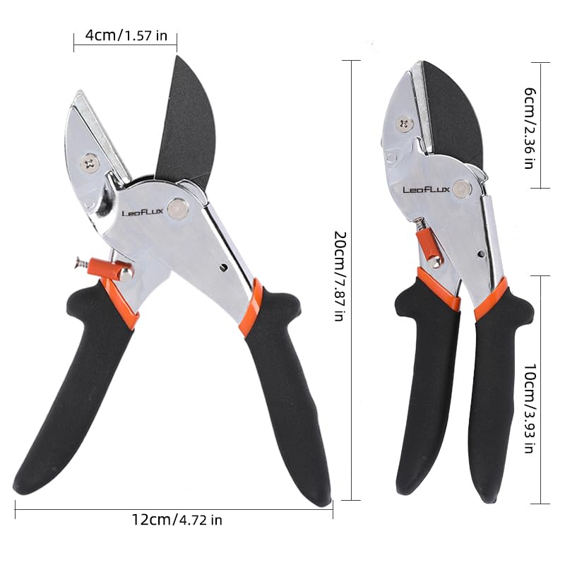 LeafLux 8" Professional Heavy Duty Anvil Pruning Shears with Anti-Rust SK-5 Blades, Garden Shears for Dry Stems and Small Branches, Gardening Scissors, Clippers for Wood, Non-Slip Handle. | LFXP1108S