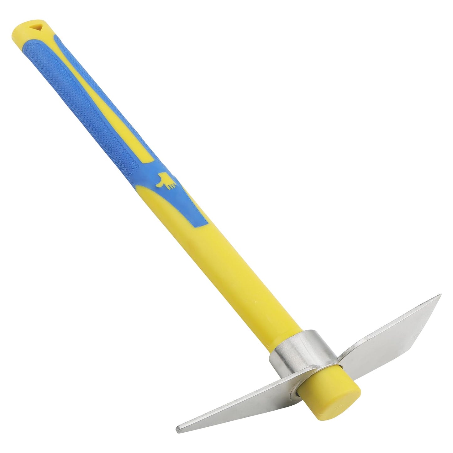 ZEONHEI 2 PCS Garden Hoe Tools, Stainless Steel Cultivator Hand Tiller and Hand Pick Axe with Fiberglass Handle, Pick Mattock Hoe for Planting Digging Weeding Gardening
