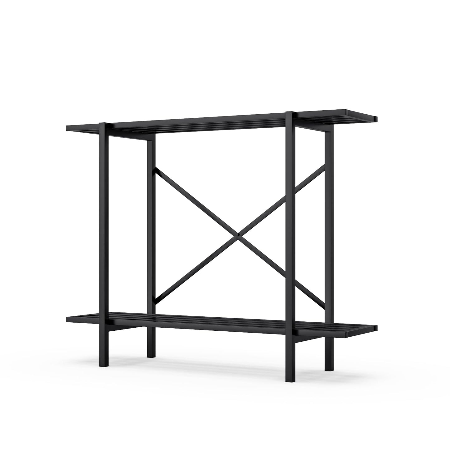 Zhongma 2 Tier Window Height Metal Sturdy Heavy Plant Stand, Narrow Plant Stand Indoor and Outdoor, L35.43 x W10.3 x H27.5 inch, 440 LBS Capacity & Heavy Duty Construction