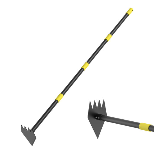 DwelSpire Heavy Duty Garden Hoe, 60" Adjustable Length Long Handle Hoe Garden Tool Weeding Tool for Grass Removal, Lawn Care, Soil Loosening & Cultivating