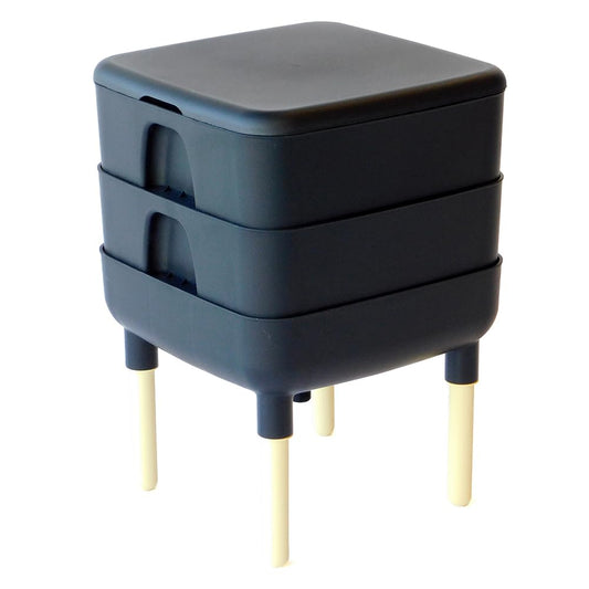 FCMP Outdoor - The Essential Living Composter, 2-Tray Worm Vermicomposter Bin (HF-LC4000v2-BLK) Black