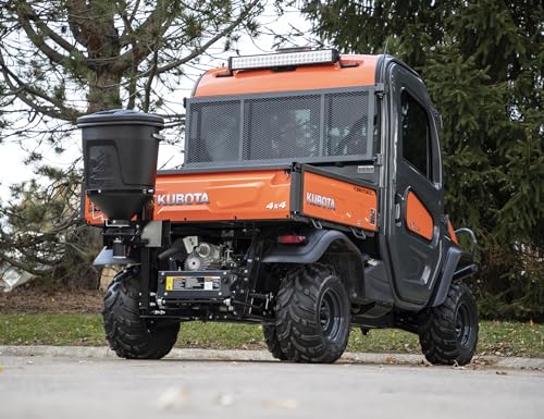 Buyers Products UTVS16 UTV Broadcast Spreader with Lid, 150 lb Capacity, Receiver Hitch Mount, for Salt, Grass Seed, Fertilizer & Feed, Adjustable Flow Gate, 12V Motor, Poly Hopper, All Season Use