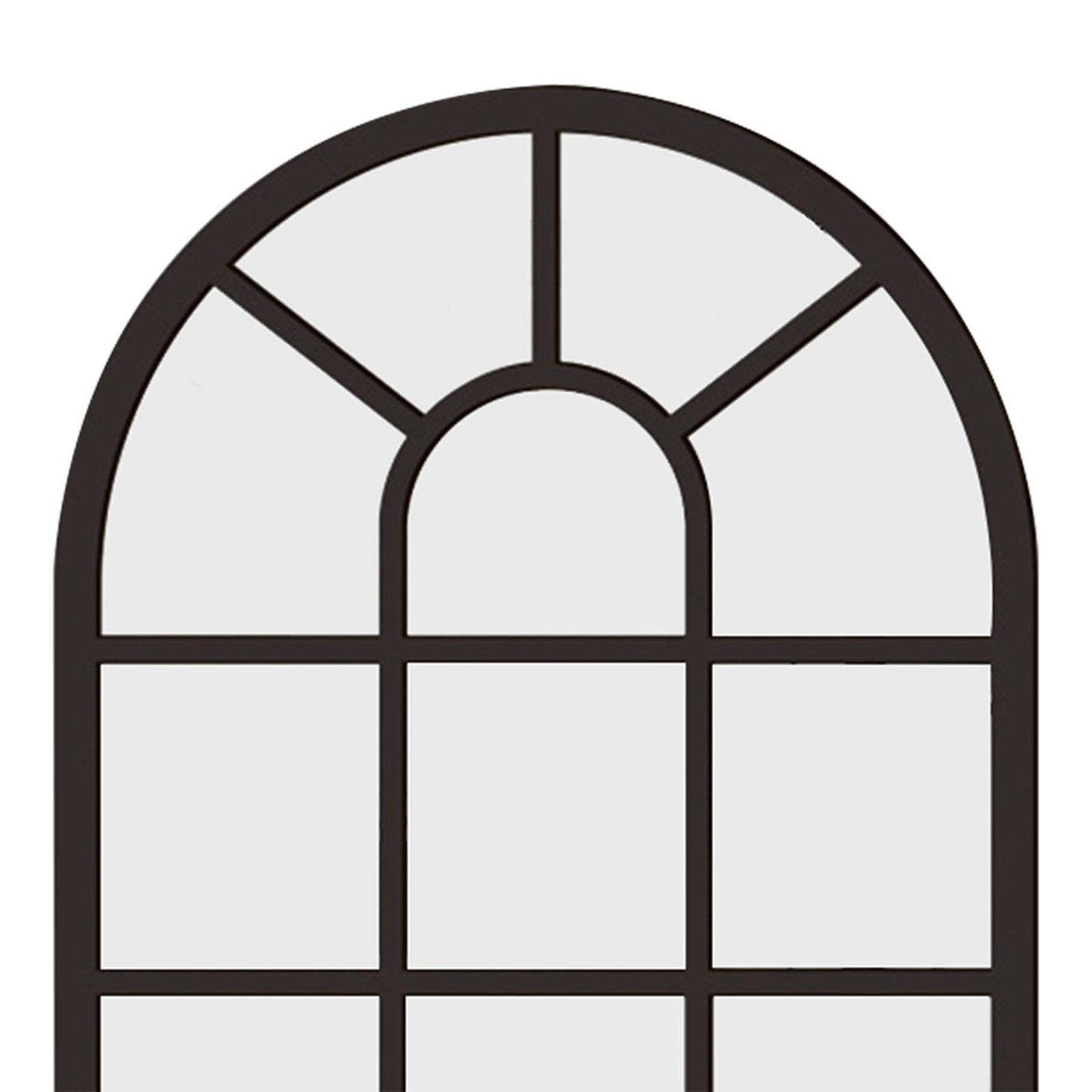 Arched Window Wall Mirror Wall Decorative Mirror Rustic Wood Acrylic Simple Wall Decor Windowpane Arch Mirror for Farmhouse, Black