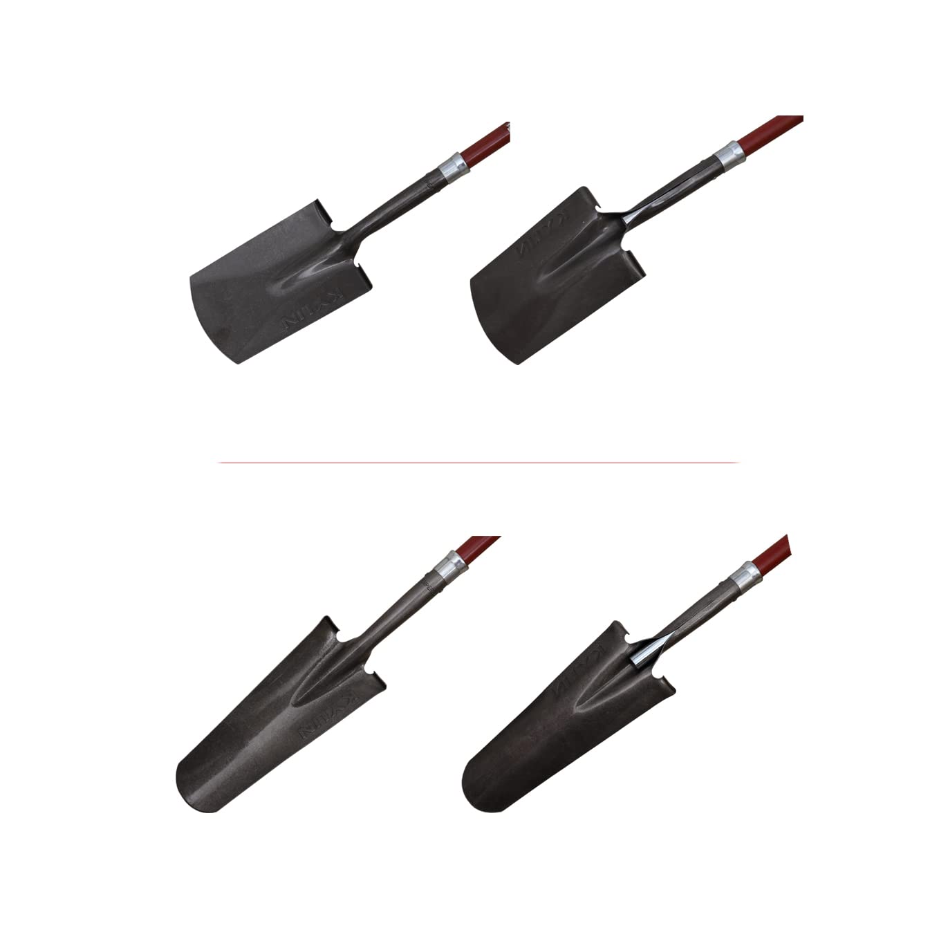 KYLIN Heavy Duty Long Fiberglass Handle Shovel 2-Piece Set, for Digging, Gardening, Cleaning Out Ditches, Digging Narrow Trenches, Laying Drains, Pipes and Cable Channels and Landscaping Industry.