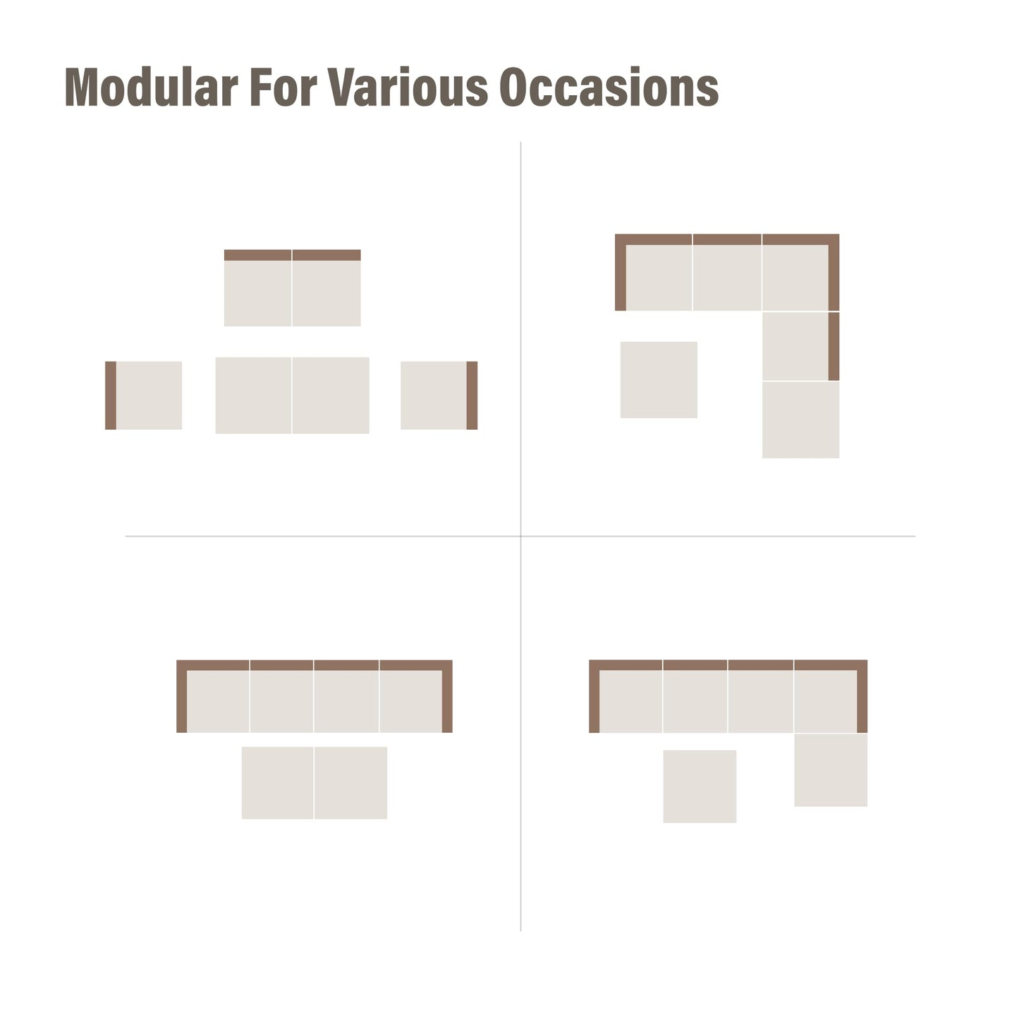 EO Living 6-Piece Patio Furniture Set, Outdoor Sectional Sofa PE Rattan Outdoor Patio Furniture with Thick Cushions, All Weather Patio Conversation Sets for Garden, Poolside, Backyard(Beige)