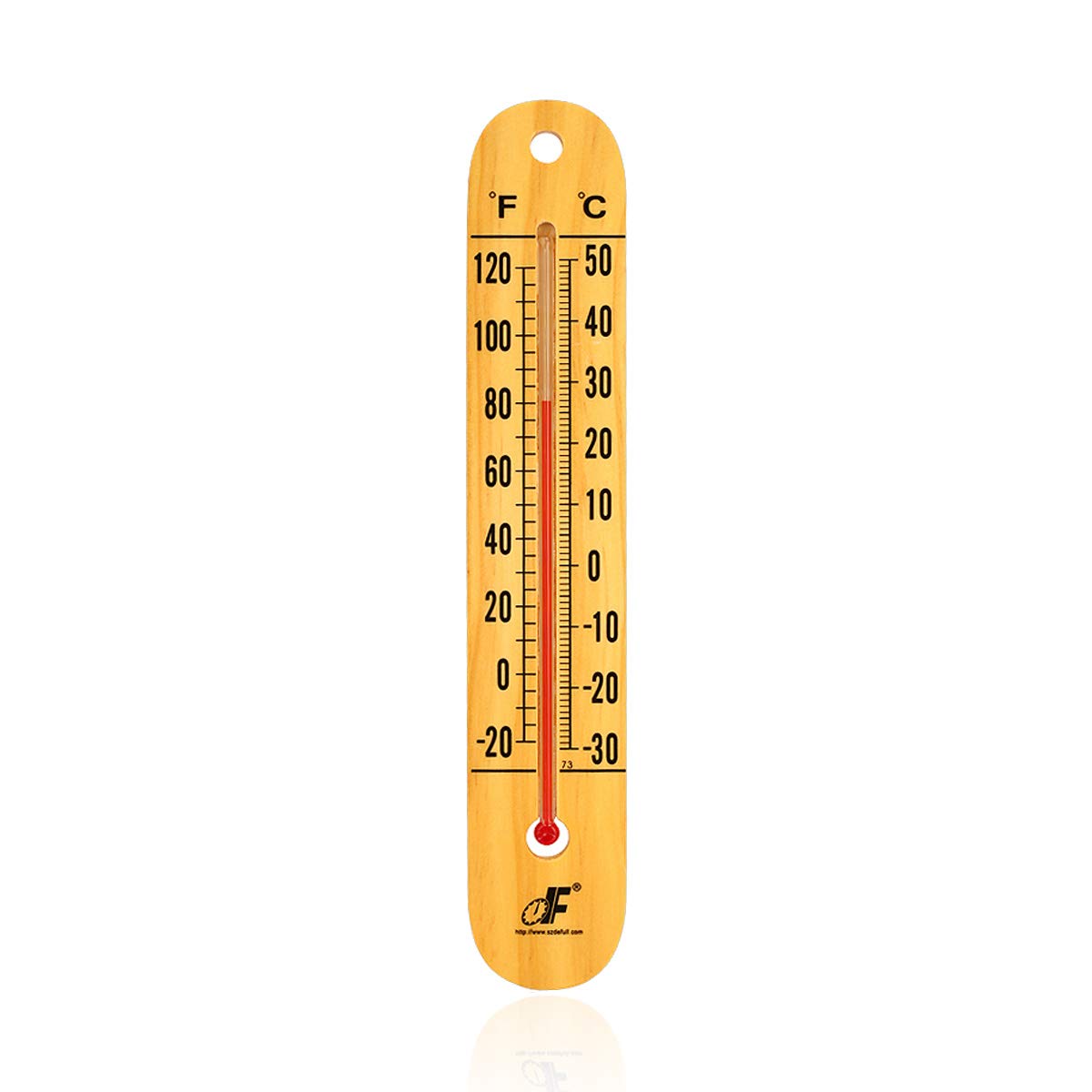 Large 10.5 Inch Vertical Wood Thermometer for Indoor & Outdoor Use, Wide Range -20°F to 120°F / -30°C to 50°C, Battery-Free with Dual Fahrenheit & Celsius Scale,Weather Resistant, Easy to Hang