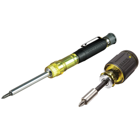 Klein Tools 80037 Screwdriver Tool Set, Multi-Bit Pocket Precision Screwdriver and Adjustable Length Stubby, 2-Piece