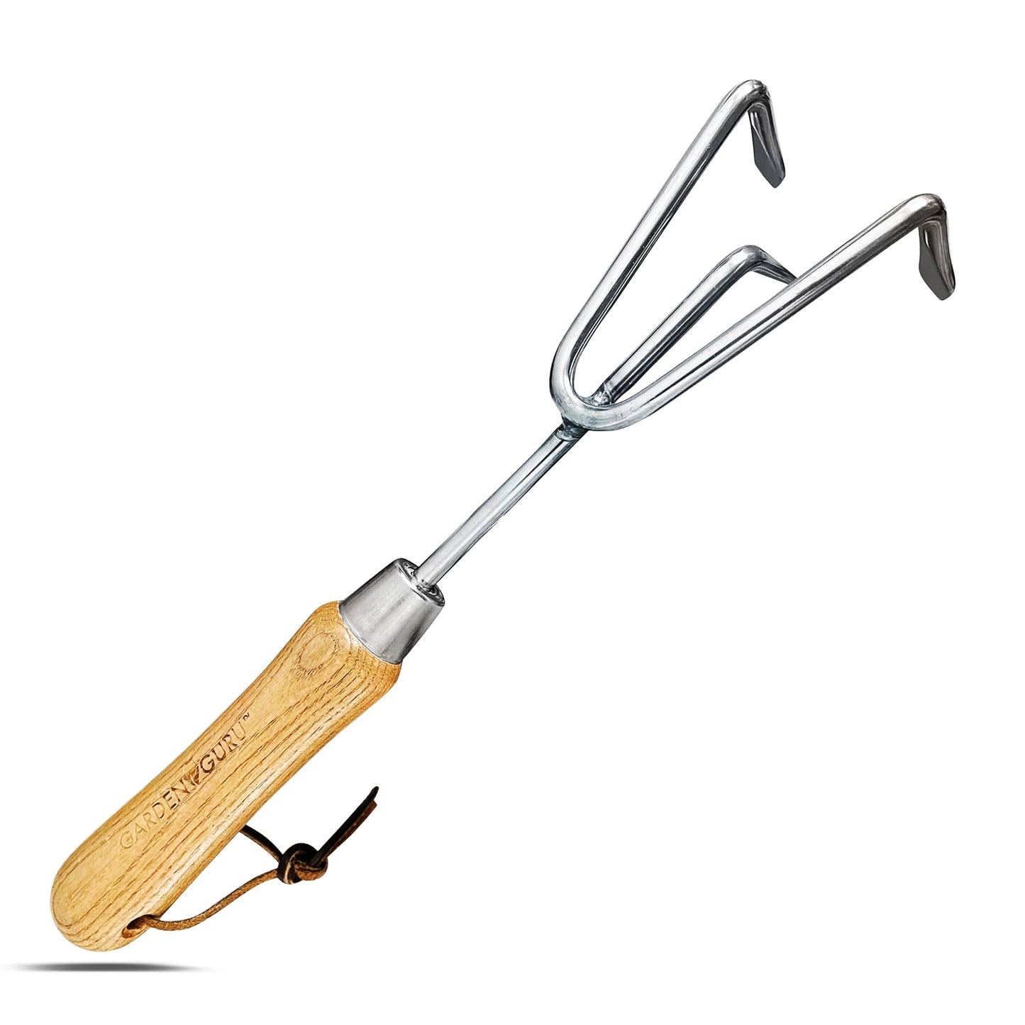 Garden Guru Eco Hand Cultivator Rake Tiller Tool- 100% Recycled Stainless Steel - Rust Resistant - FSC Certified Wood Ergonomic Handle - Great for Gardening Cultivating Loosening Weeding