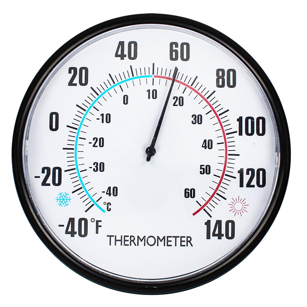 HOBYLUBY 6.3'' Indoor Outdoor Thermometer, Outdoor Wall Thermometer No Battery Needed, Waterproof Outdoor Thermometers for Patio, Garden, Home
