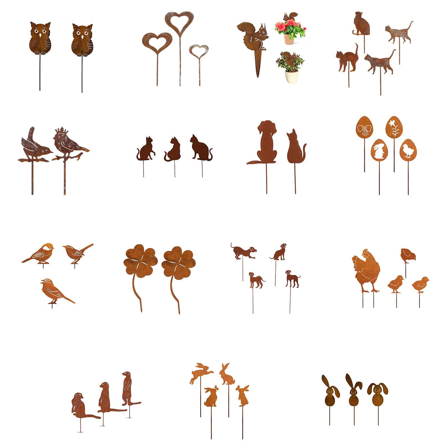 QWQJ Metal Animal Yard Decors Arden Art Rusted Animals or Outside Decorations Outdoor Decorative Stake Lawn Accessory