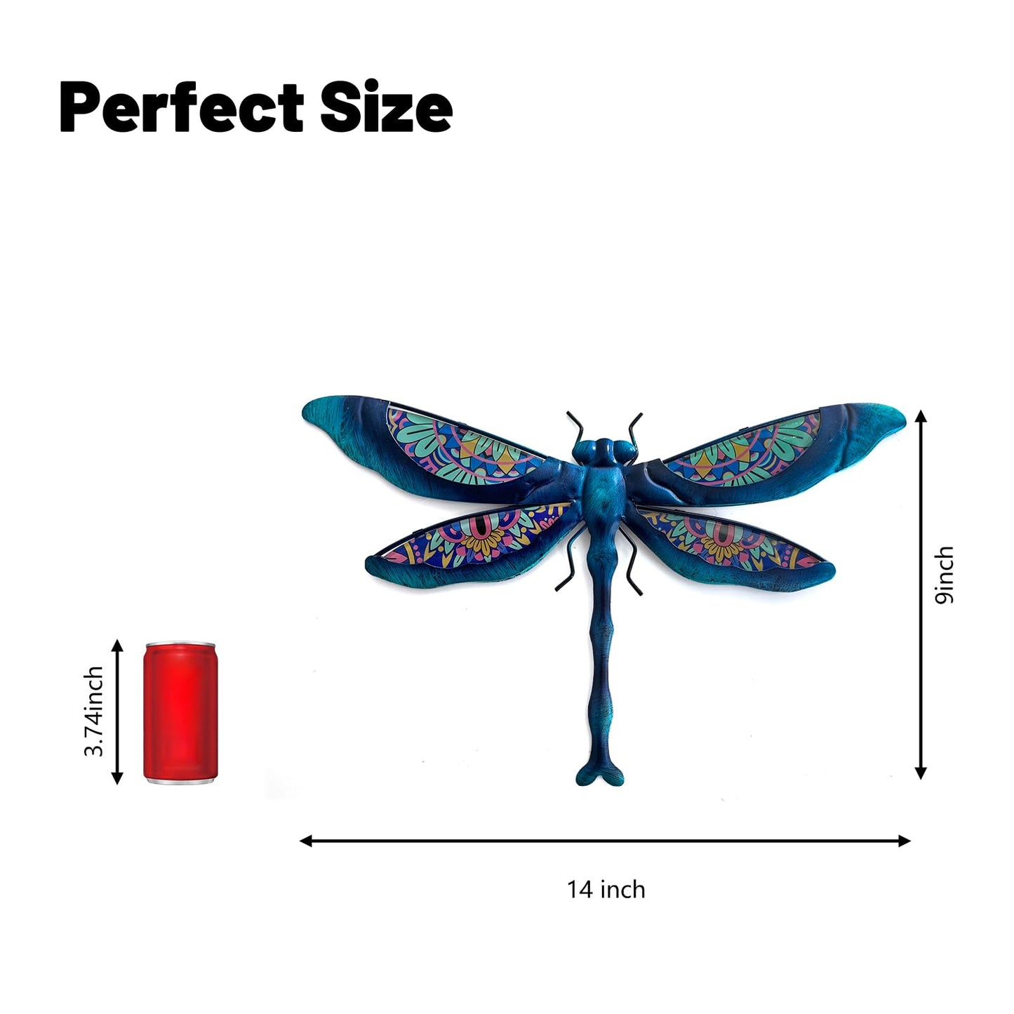 LIFFY Metal Dragonfly Wall Decor Handmade - Outdoor Metal Wall Art Decor for Patio Garden Fence Living Room, Bedroom, Dragonfly Gifts