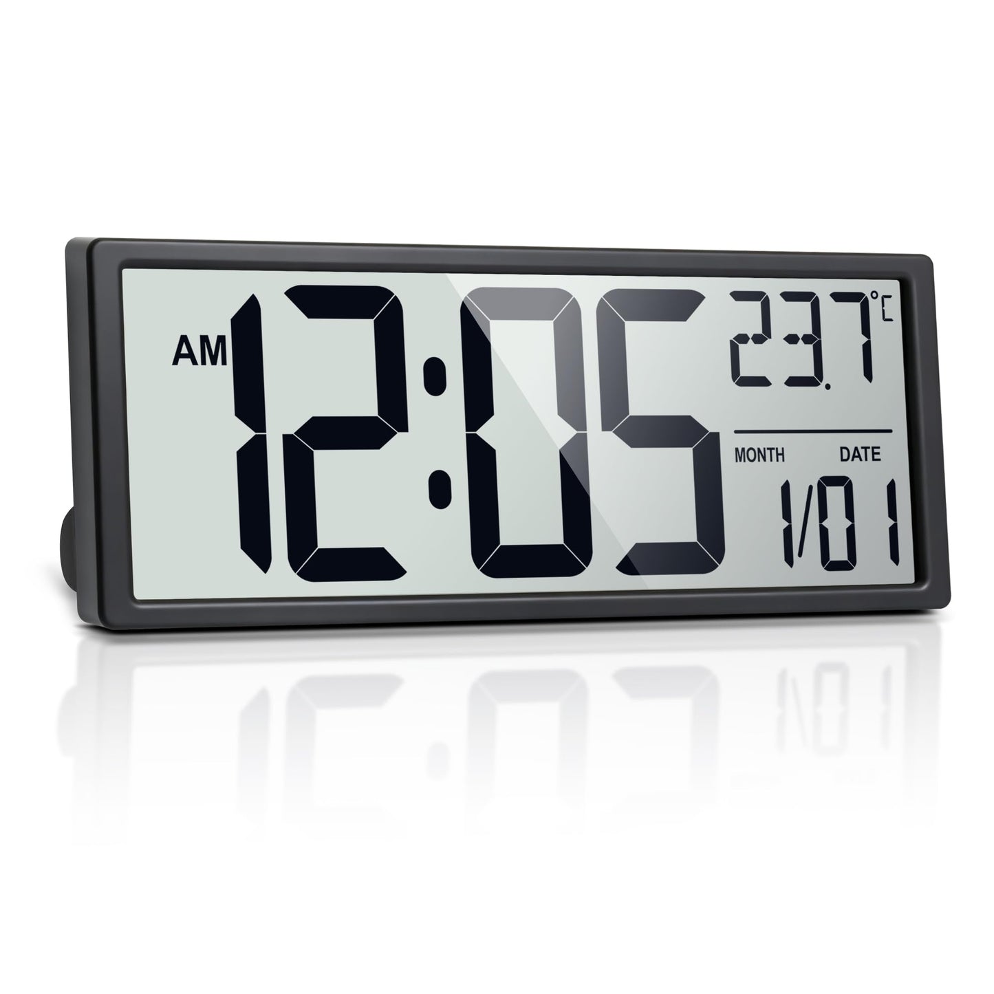 Henescribe 16" Large Digital Wall Clock Battery Operated with Big Display Numbers, Temperature and Date, Auto DST and Alarm, for Office, Classroom, Gym, Bedroom, Living Room