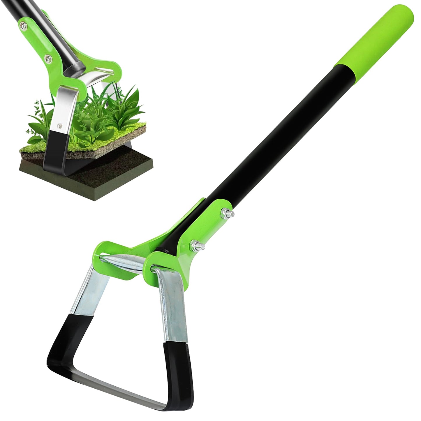 Garden Guru Action Stirrup Hoe Garden Tool with Ergonomic Handle – Rust Resistant Heavy Duty Steel Loop Hoe for Weeding, Planting, Sowing Seeds, Making Furrows & Soil Cultivation