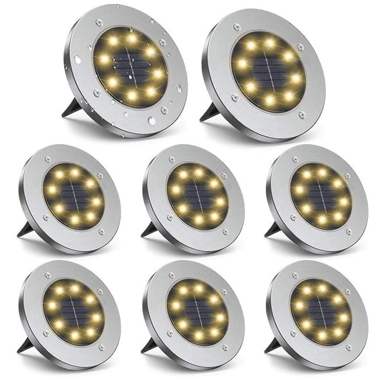 ZGWJ 8 Pack Solar Ground Lights,8 LED Solar Garden Lights Outdoor Waterproof Landscape Lighting for Yard Walkway Patio Lawn Driveway Decoration Warm White