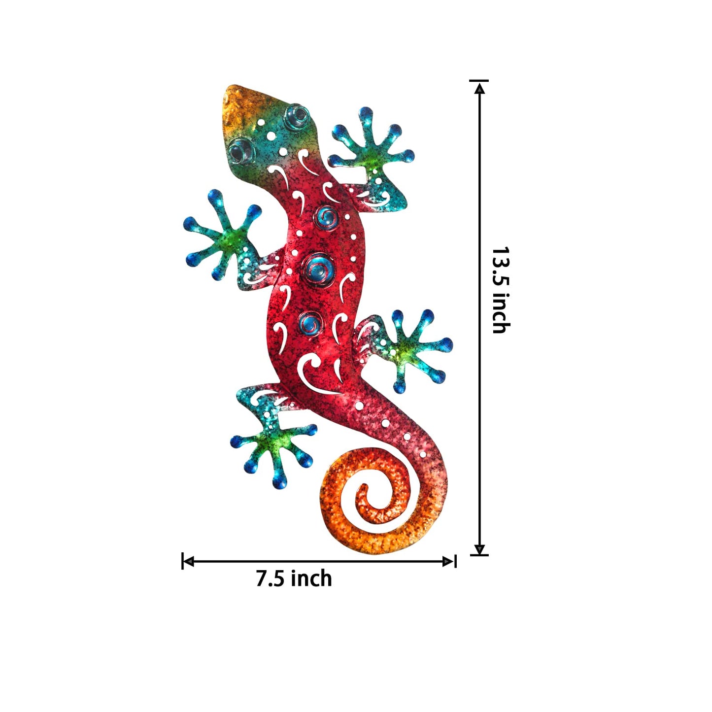 Tuokiuhn Metal Outdoor Red Gecko Wall Decor Lizard Garden Decoration Outdoor Fence Yard Wall Art Country Farmhouse Decor 13.5 * 7.5Inch