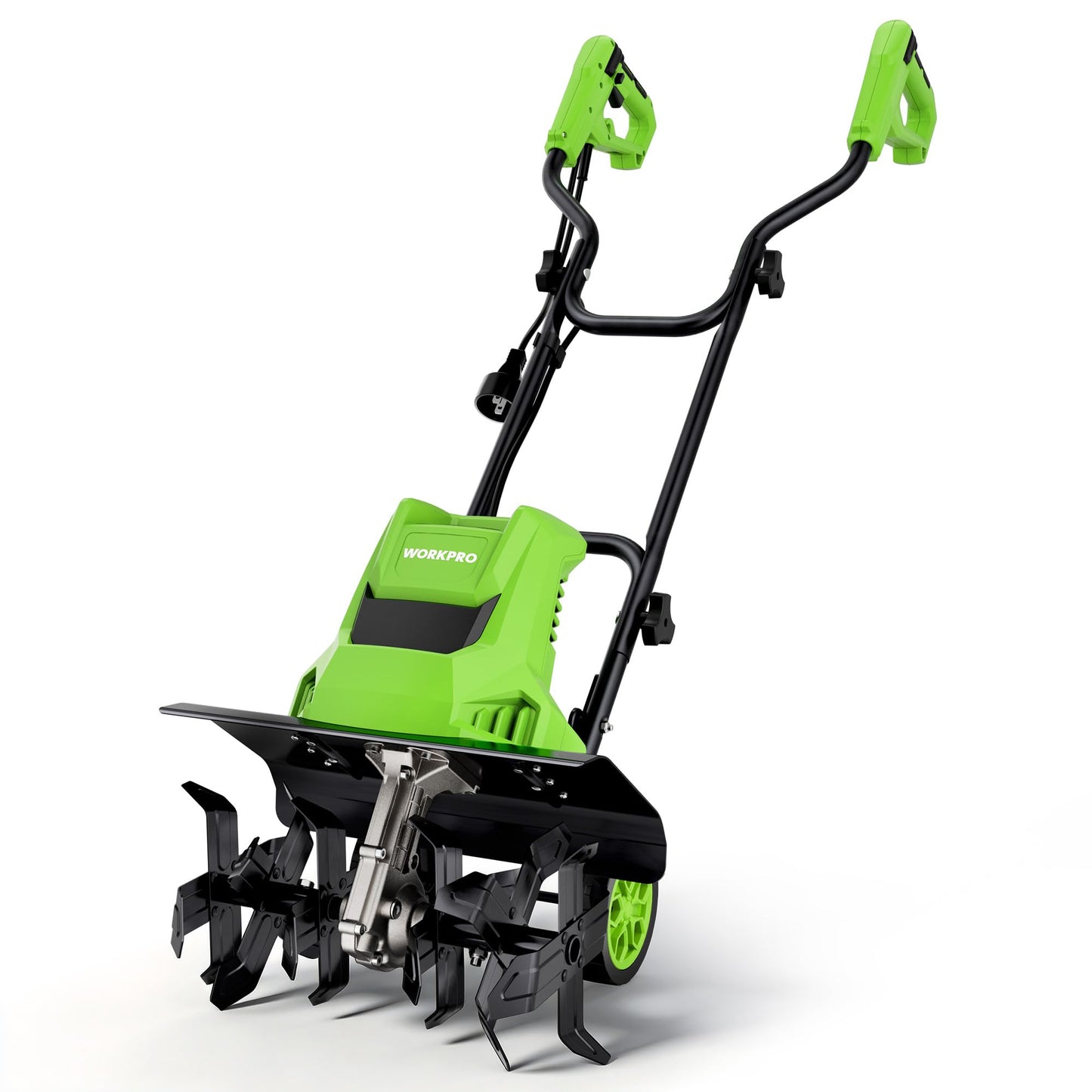 WORKPRO 12.5 Amp Electric Garden Tiller & Cultivator, 16" Tilling Width & 8.7" Depth, 6 Steel Tines, 4-Position Adjustable Wheels, Safety Switch, Corded Rototiller for Garden, Lawn & Flower Beds