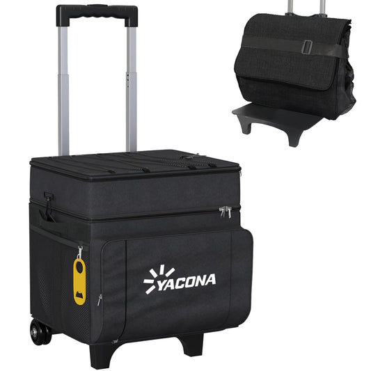 Cooler with Wheels and Handle, 50 Can Rolling Cooler, Portable Collapsible Soft Cooler with Wheels, Leakproof Insulated WheeledCooler for Beach, Camping, Patio Travel, Outdoor, Ball Fields