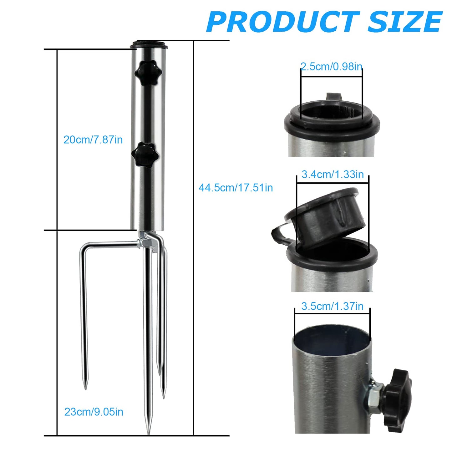 weallbuy Removable Portable Umbrella Base, Beach Umbrella Sand Anchor with 4 Legs, Adjustable Heavy-Duty Metal Sun Holder, Outdoor Parasol Stand for Beach, Grass, and Sand