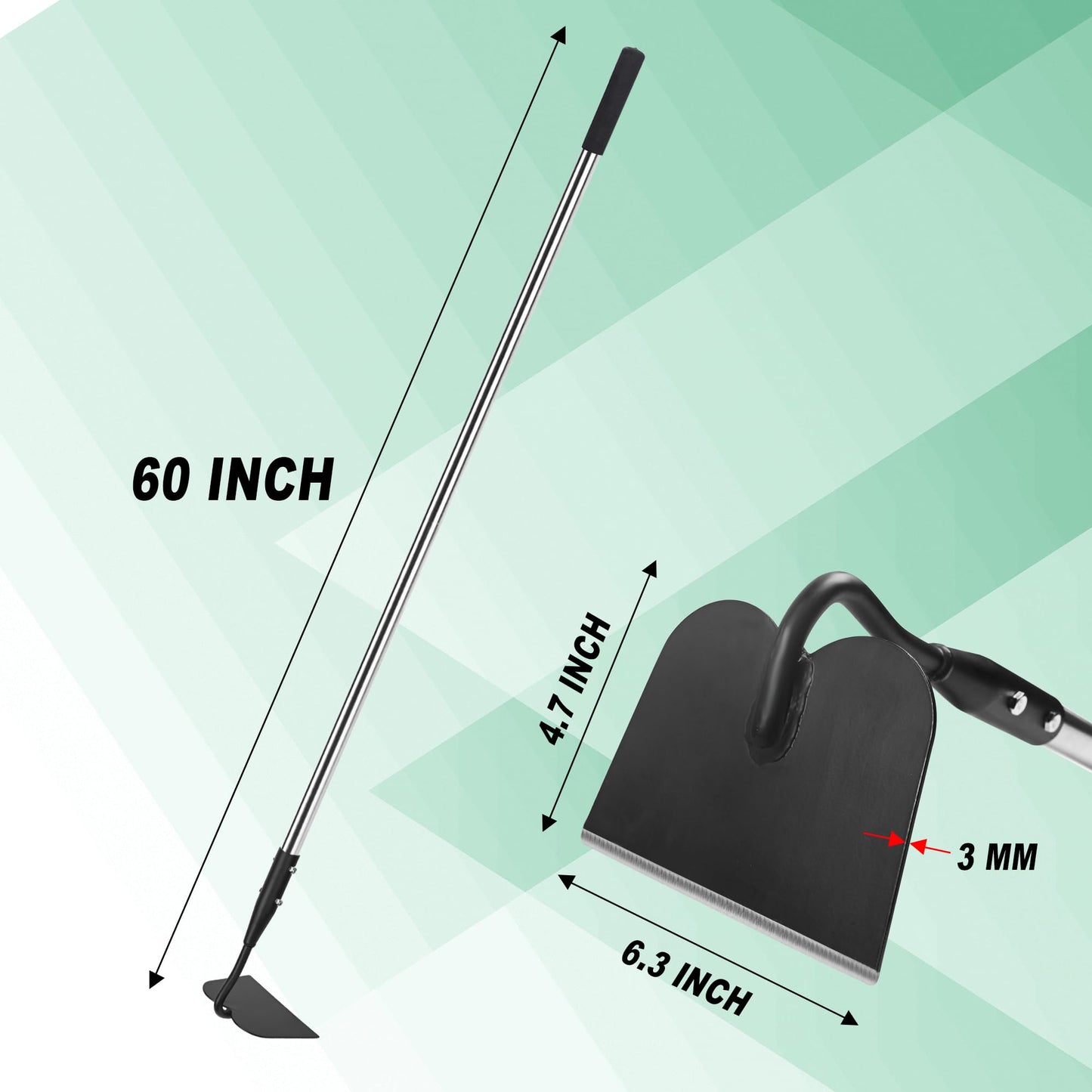 YEELOR Garden Hoe, Long Handle Hoe Garden Tool with Non-Slip Soft Grip, 56-Inch Stainless Steel Handle, Heavy Duty Hoe with Durable Blade, for Digging Loosening Weeding Planting