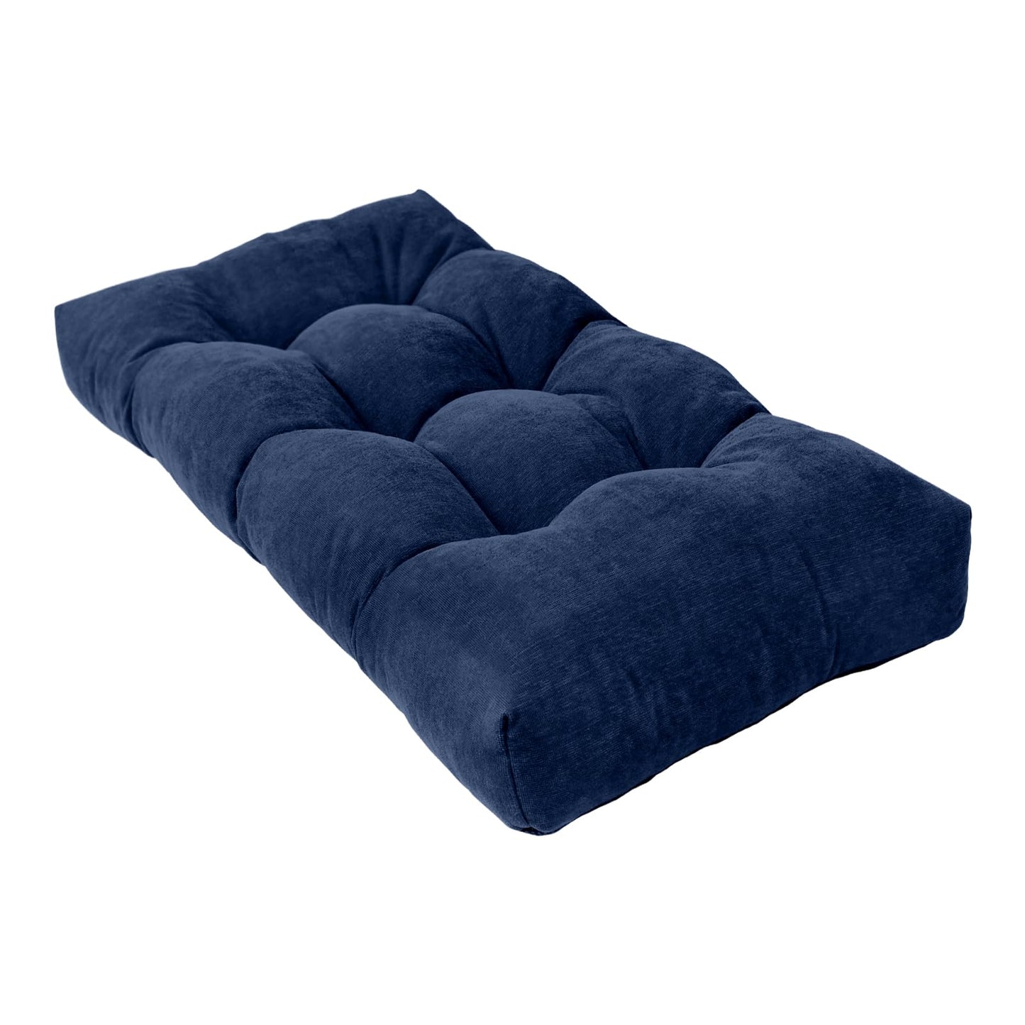 ROFIEJOX 36 Inch Bench Cushion, Tufted Window Seat Cushion with High-Density Memory Foam, Soft Chenille Non-Slip Indoor Furniture Pad for Bay Window, Dining Bench, Entryway (Deep Blue, 36x14x4)