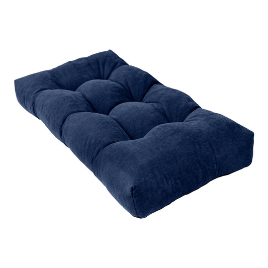 ROFIEJOX 36 Inch Bench Cushion, Tufted Window Seat Cushion with High-Density Memory Foam, Soft Chenille Non-Slip Indoor Furniture Pad for Bay Window, Dining Bench, Entryway (Deep Blue, 36x14x4)