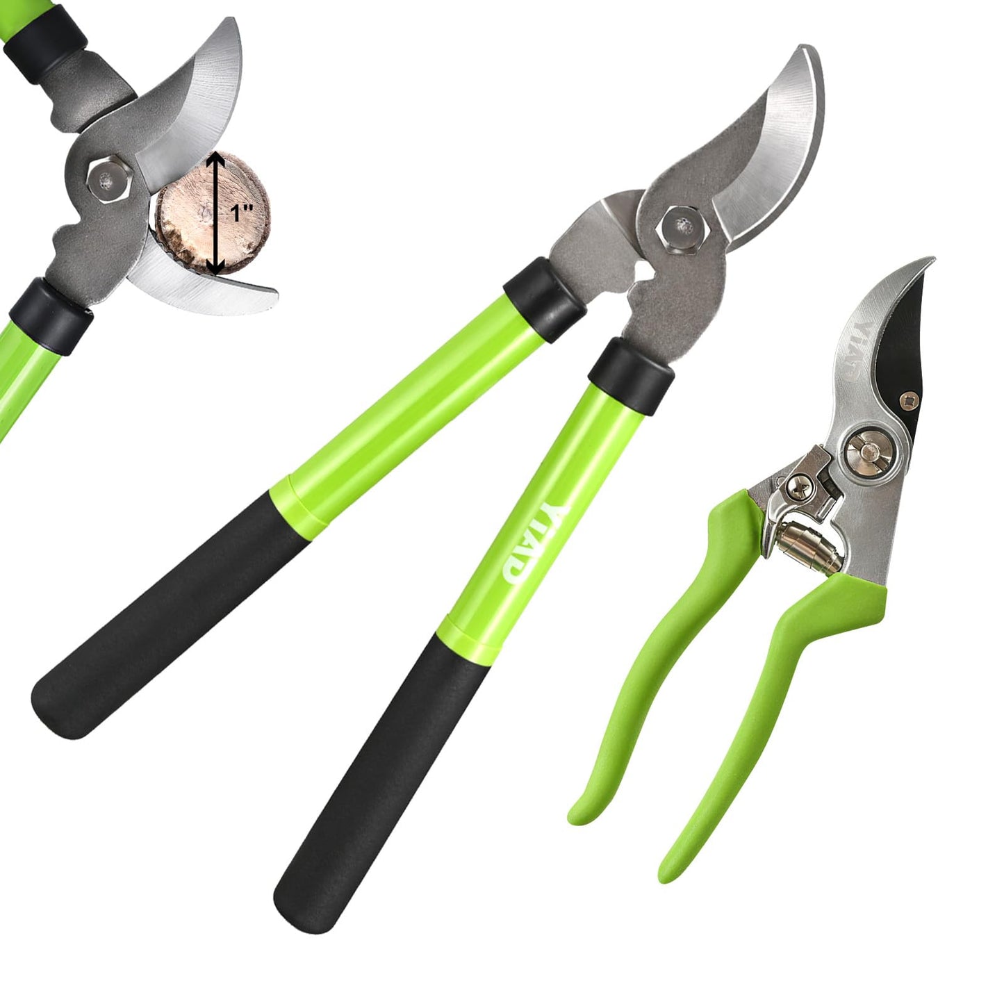 Loppers for Tree Trimmer 15" Branch Cutter and Garden Shears Set Bypass Pruning Shears,Rust-Resistant Clipper,1.5" Diameter Cut Capacity,Shock-Absorbing Handle,Gardening Pruners for Yard,Plant,Hedge