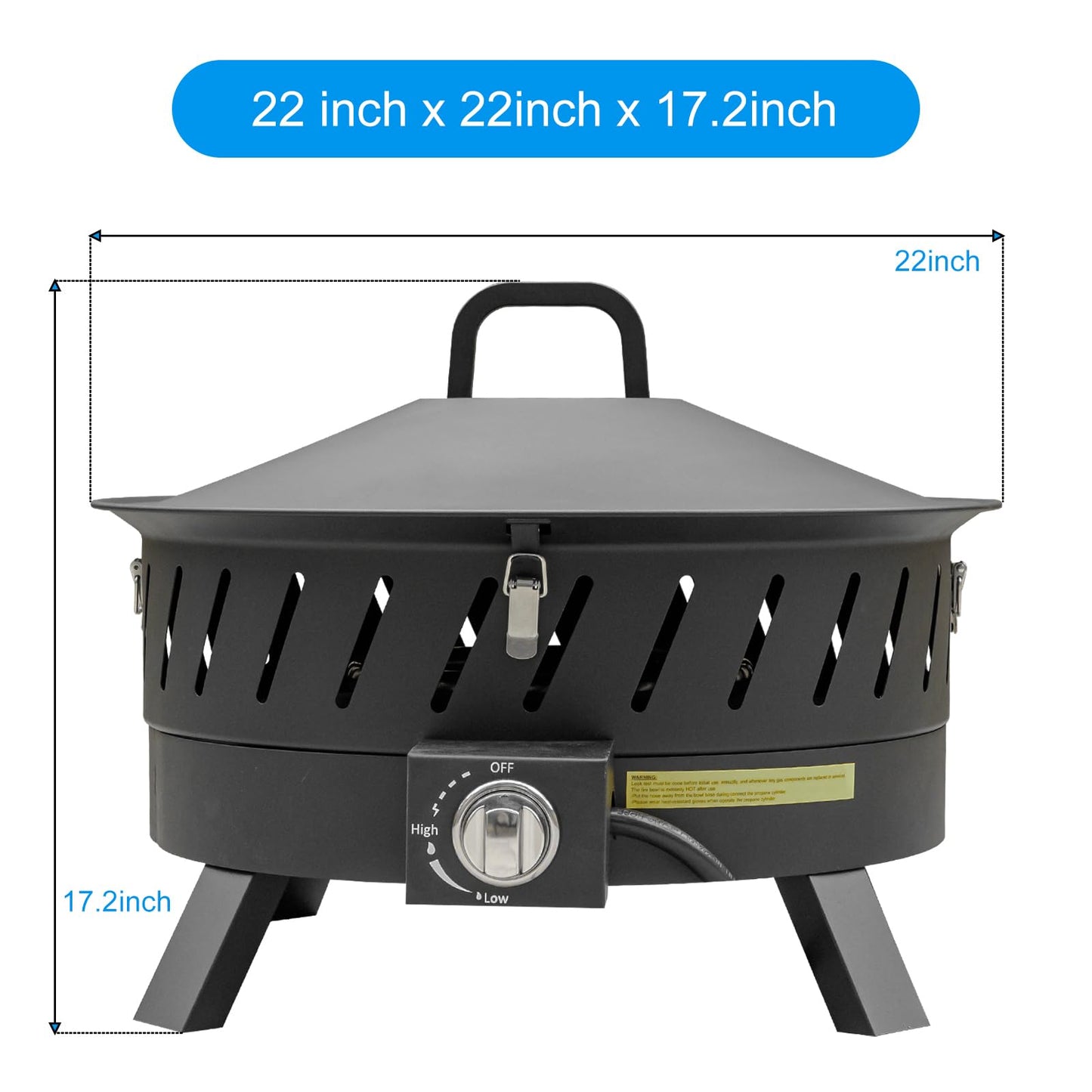 EcoNook 22 inch Portable Propane Fire Pits, Gas Fire Pit Bowl for Outside with Lid & Handle, Smokeless Gas Firebowl,Propane Firepit for Camping, Patio, Yard, Garden