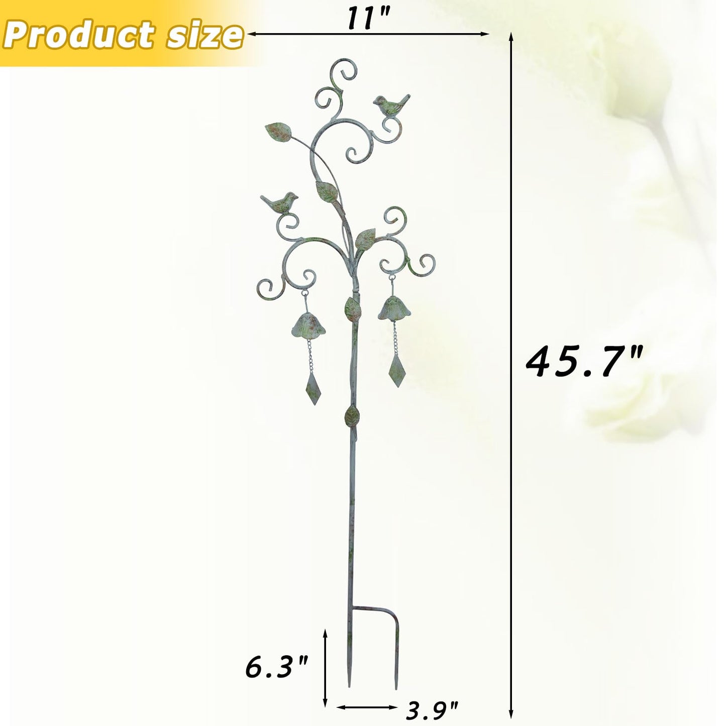 Garden Decor for Outside with Bells,Wind Chime Decorative Outdoor Yard Art, Metal Decorative Garden Stakes for Outside Garden,Flower Beds, Patio.