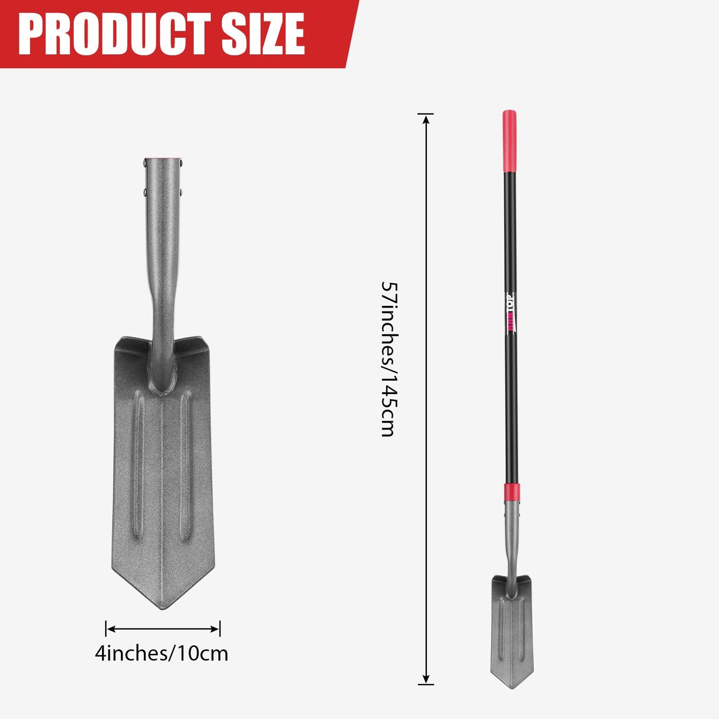 HANTOP 4-Inch Trench Shovel Trenching Spade Irrigation Shovel Narrow Spade Trench Digger Tool,57 inches
