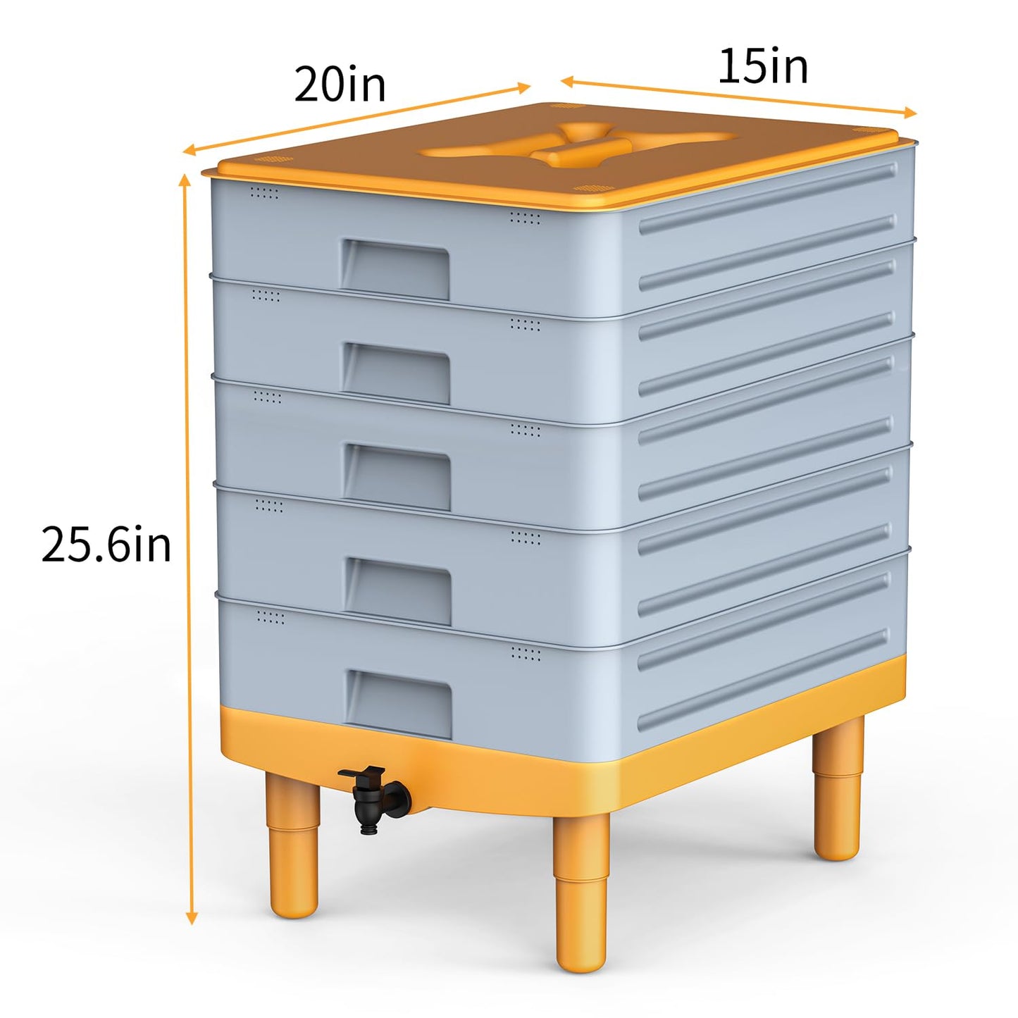 TOP XIAN 5-Tray Worm Composter,100L WormCompost Bin for Vermicomposting Starter, Indoor & Outdoor Worms Farm Composting Bin, Worm Compost Bin for Recycling Food Waste