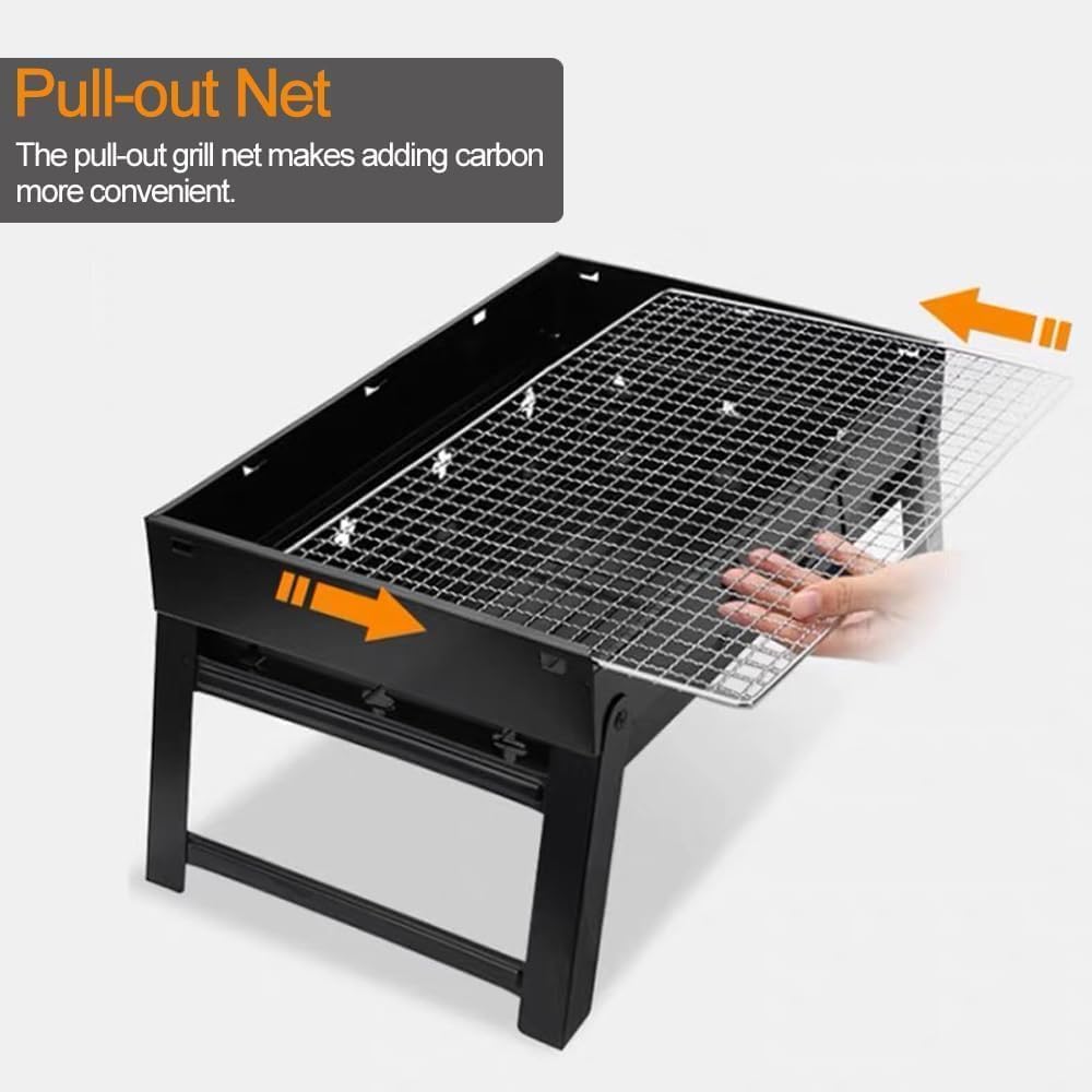 Portable Charcoal Grill Foldable 17" BBQ Charcoal Grill Compact Tabletop Barbecue Grill Small BBQ Grill for Outdoor Travel Backyard Picnic Beach