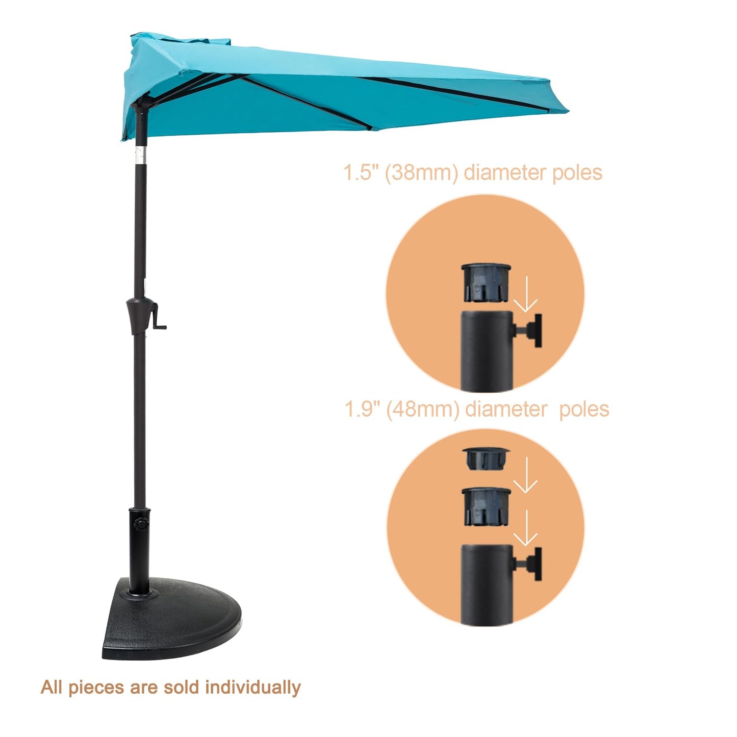 C-Hopetree 33 lb Half Round Heavy Duty Base Stand Weight for Outdoor Patio Market Umbrella, Black