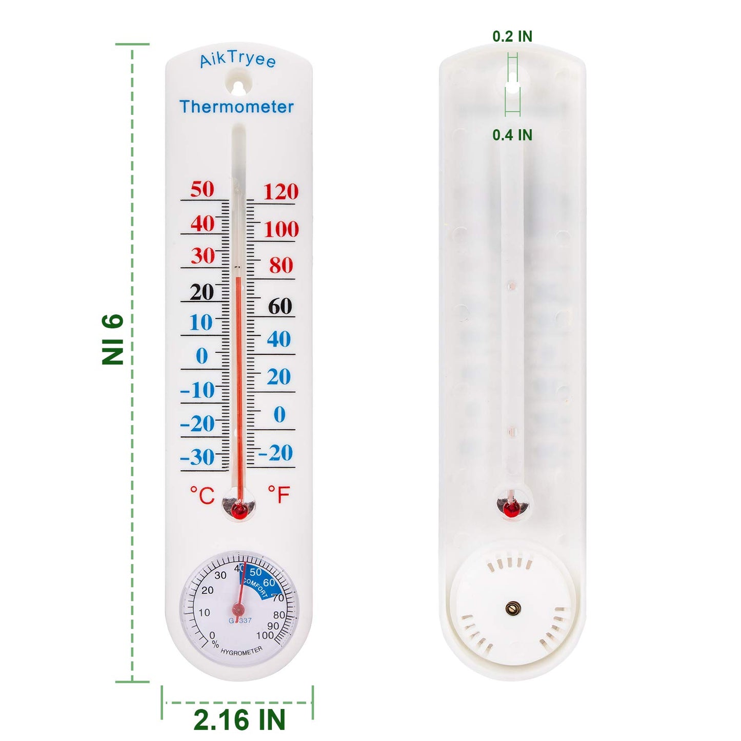 Outdoor Indoor Hygrometer Thermometer, Humidity Monitor, Temperature Humidity Gauge Meter with Celsius/Fahrenheit (℃/℉) for Patio, Field, Cellar, Garden, Humidors, Greenhouse, Closet by AikTryee