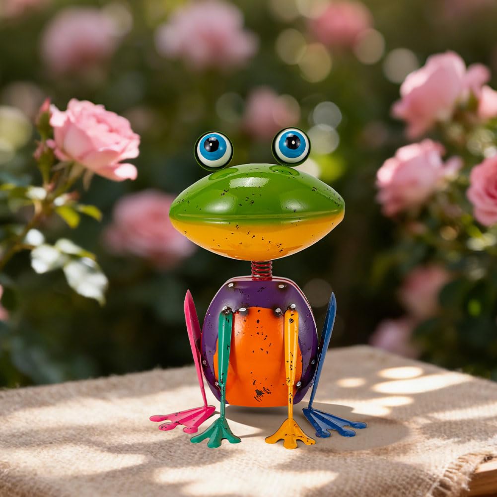 The Aura Collective Frog Garden Decor Metal Yard Art Rustproof Garden Statues Outdoor Figurines for Patio Porch Lawn Gardening Gifts