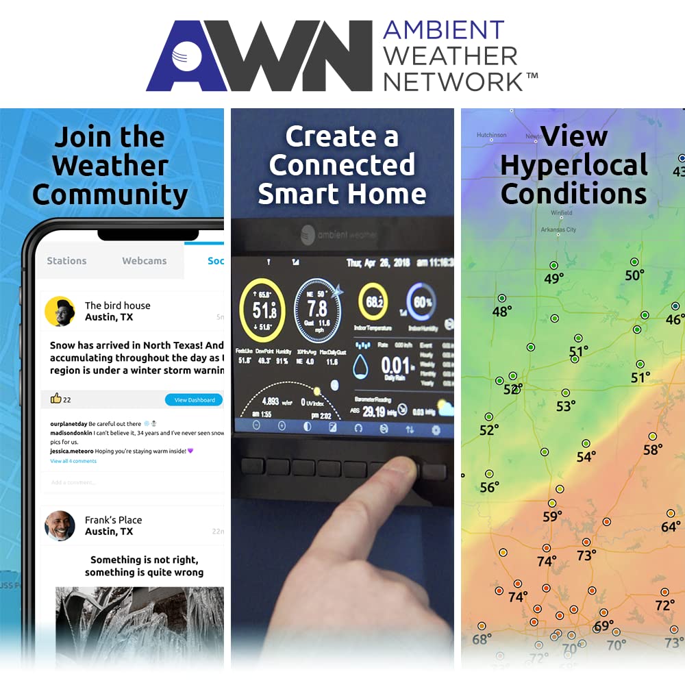 Ambient Weather WS-7078 Smart Weather Station w/WiFi Remote Monitoring and Alerts